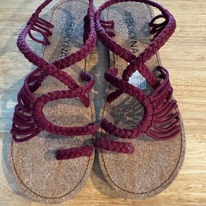 Women's Maroon Braided Sandals